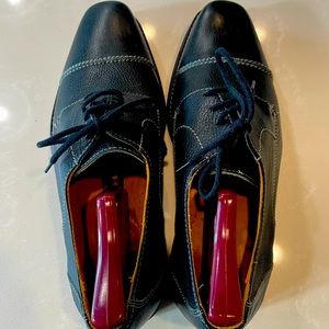 Like New! Sandro Moscoloni Men’s Black Stitched Cap Toe Lace-up Derby